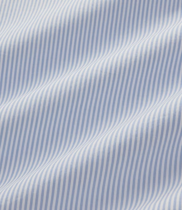 RM Williams Men's Sommers Poplin Stripe Shirt - White Blue, striped poplin fabric detail