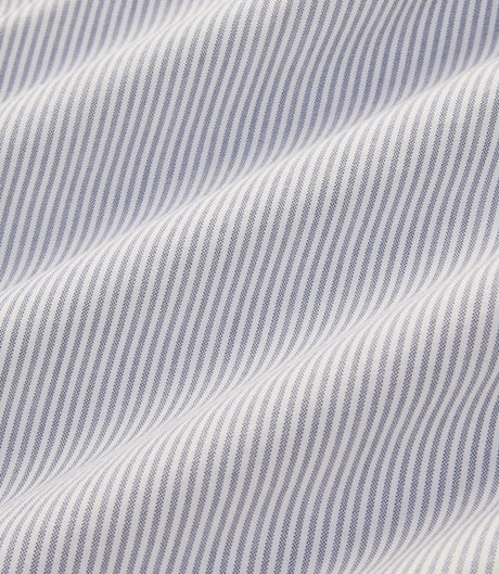 RM Williams Stanley Oxford shirt in navy and white stripes, striped Oxford fabric detail