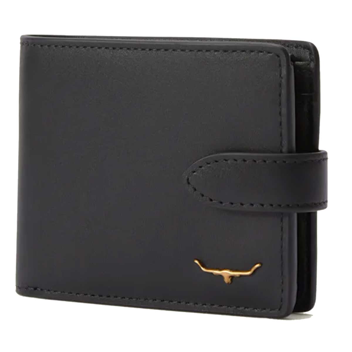 RM WILLIAMS Mens Leather Wallet with Coin Pocket & Tab - Black