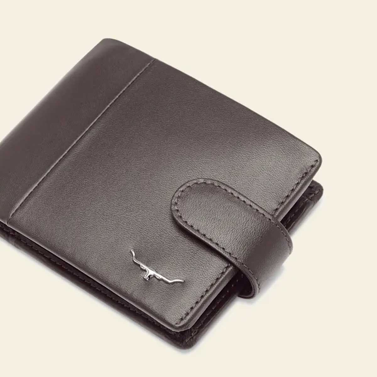 RM WILLIAMS Mens Leather Wallet with Coin Pocket & Tab - Brown