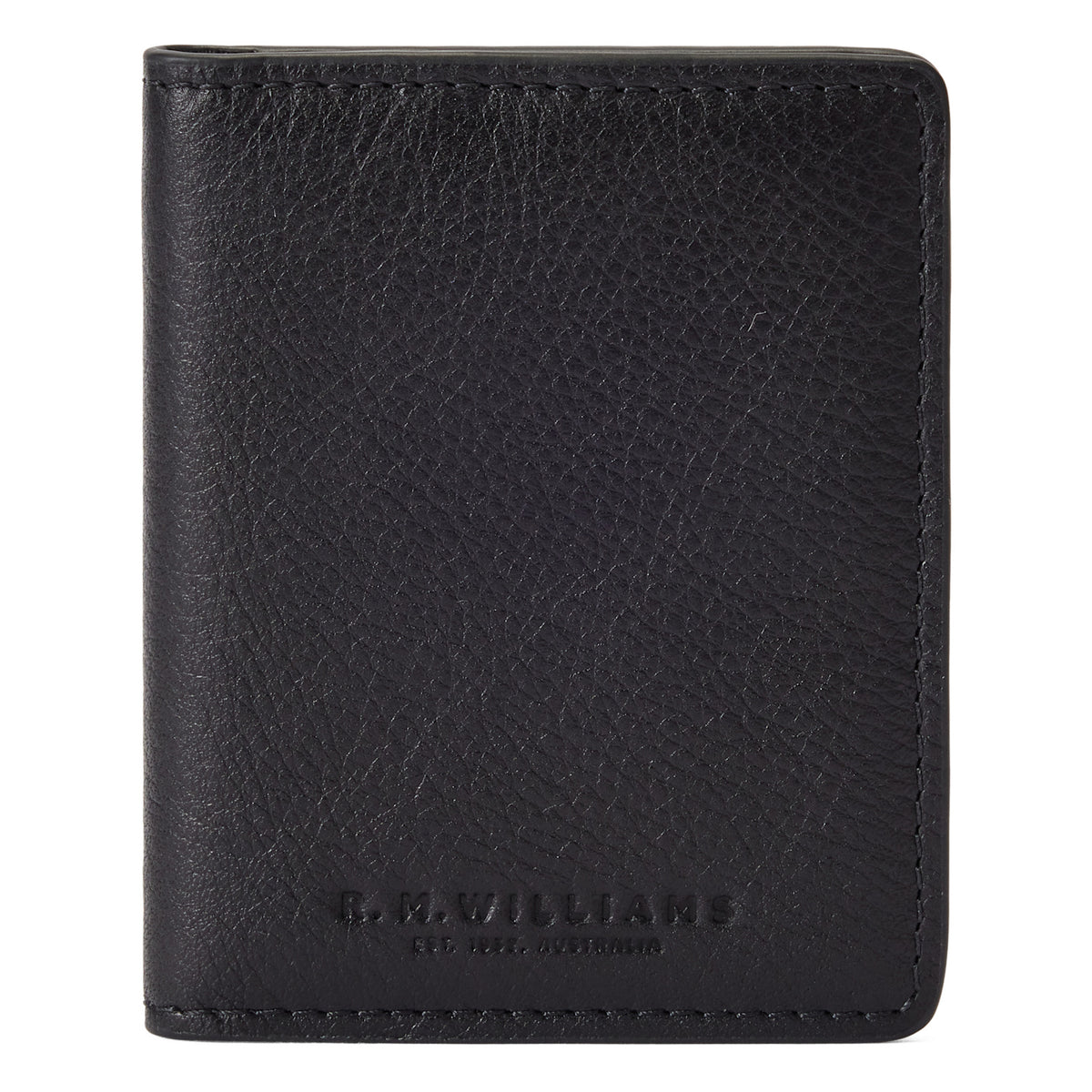 RM Williams Farrier Fold Leather Cardholder - Black, closed front view