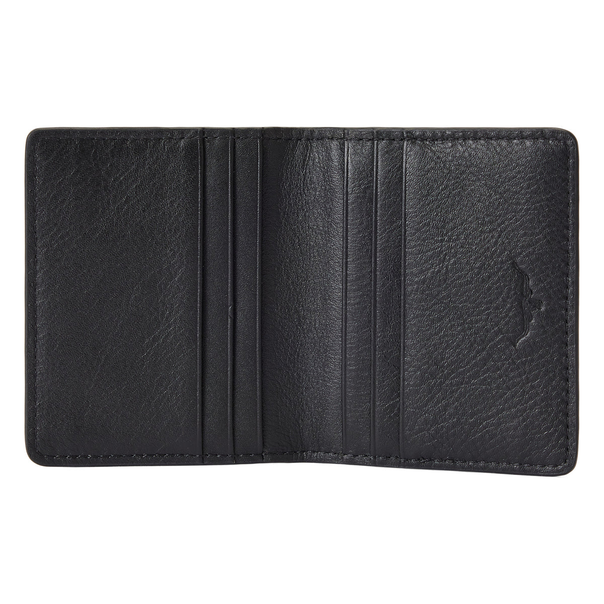 RM Williams Farrier Fold Leather Cardholder - Black, open interior with card slots