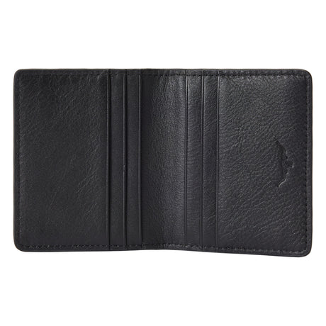 RM Williams Farrier Fold Leather Cardholder - Black, open interior with card slots