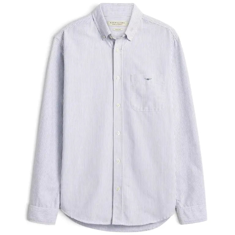 RM Williams Men's Stanley Regular Oxford Shirt - Navy White