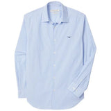 RM Williams Men's Sommers Poplin Stripe Shirt - White Blue, front product view