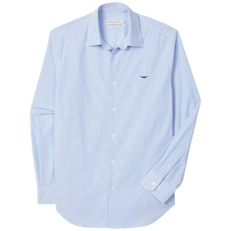 RM Williams Men's Sommers Poplin Stripe Shirt - White Blue, front product view