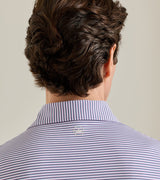 Peter Millar Rondo Performance Jersey Polo in White / Cadet - collar detail