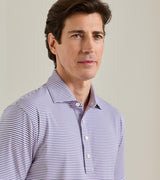 Peter Millar Rondo Performance Jersey Polo in White / Cadet - fabric detail