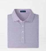 Peter Millar Rondo Performance Jersey Polo in White / Cadet - folded front view
