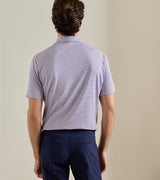 Peter Millar Rondo Performance Jersey Polo in White / Cadet - model rear view