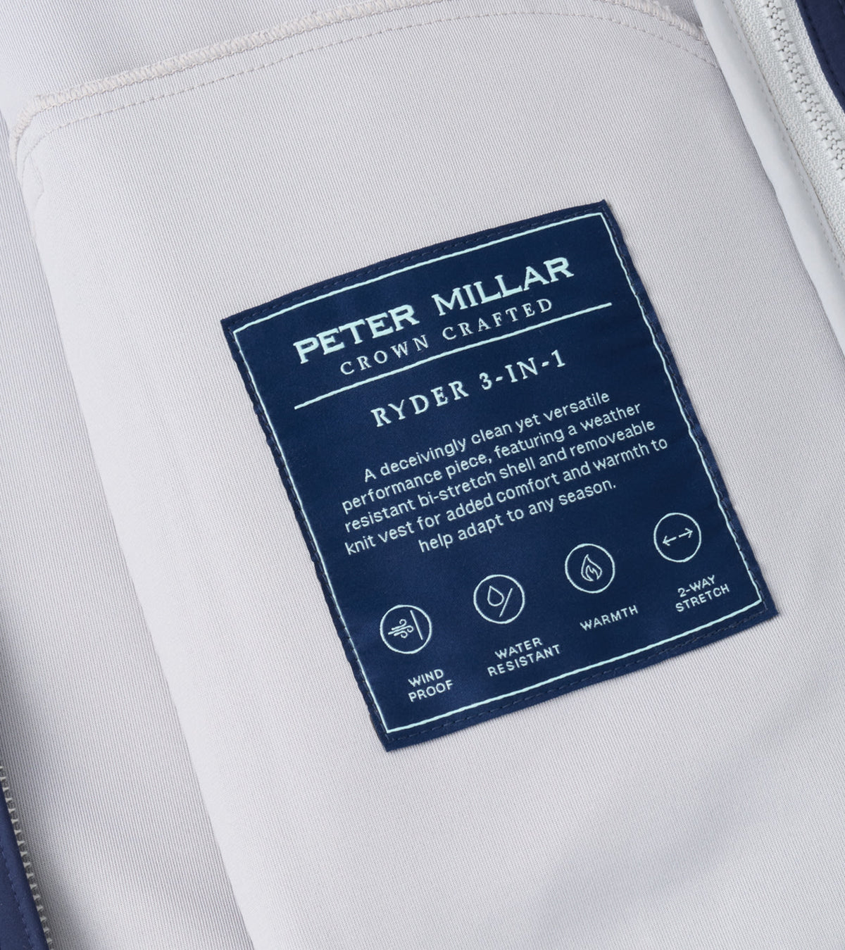Peter Millar Ryder 3-In-1 Jacket in Navy - interior detail