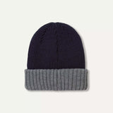 SEALSKINZ Bacton Waterproof Cold Weather Roll Cuff Beanie Hat - Navy / Grey