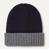 SEALSKINZ Bacton Waterproof Cold Weather Roll Cuff Beanie Hat - Navy / Grey