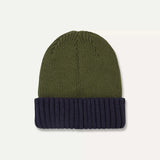 SEALSKINZ Bacton Waterproof Cold Weather Roll Cuff Beanie Hat - Olive / Navy