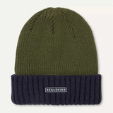 SEALSKINZ Bacton Waterproof Cold Weather Roll Cuff Beanie Hat - Olive / Navy