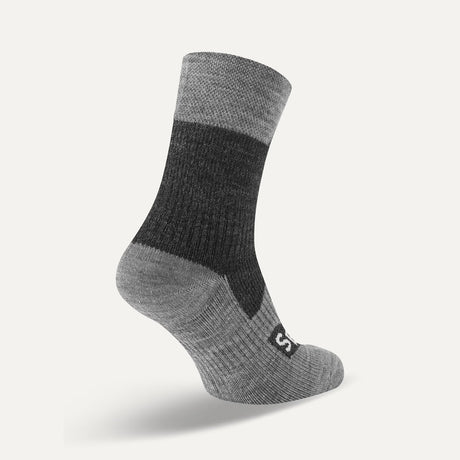 SEALSKINZ Bircham Waterproof All Weather Ankle Length Socks - Black & Grey Marl