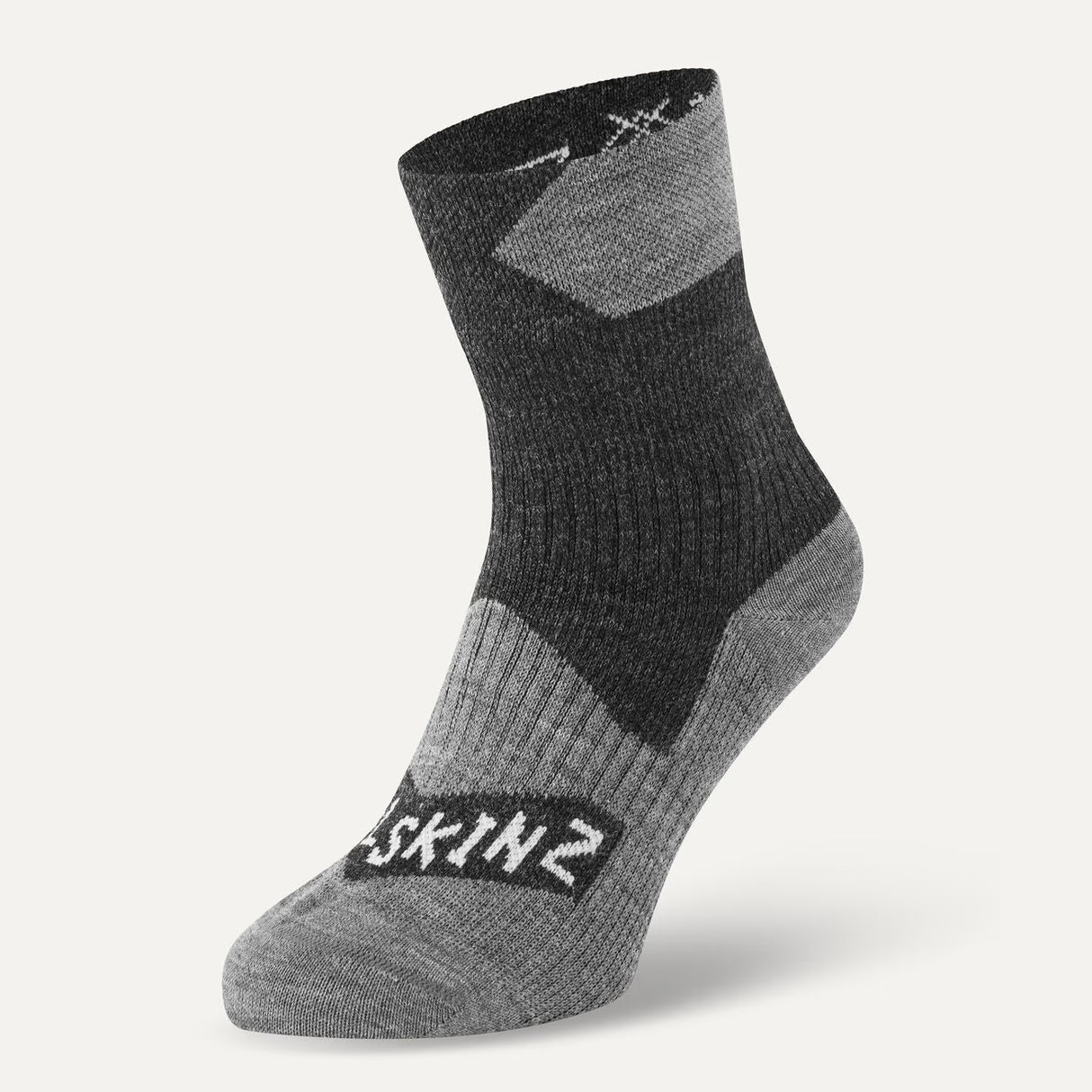 SEALSKINZ Bircham Waterproof All Weather Ankle Length Socks - Black & Grey Marl