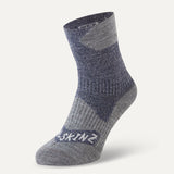 SEALSKINZ Bircham Waterproof All Weather Ankle Length Socks - Navy Blue & Grey Marl