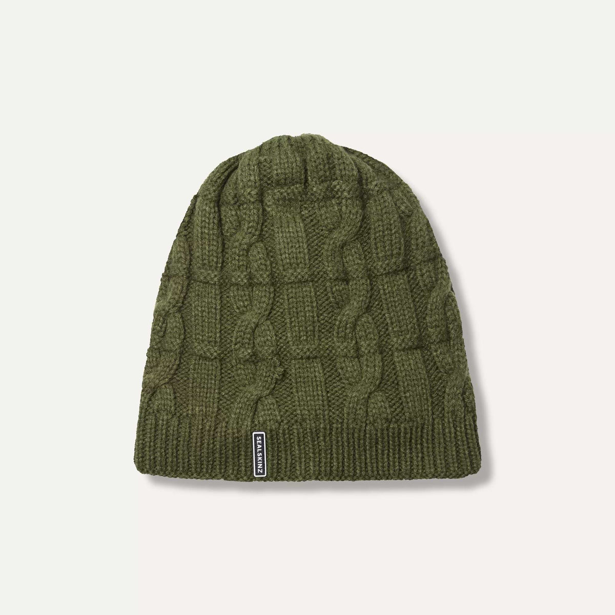 SEALSKINZ Blakeney Waterproof Cold Weather Cable Knit Beanie Hat - Olive