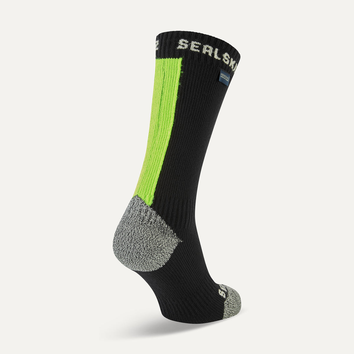SEALSKINZ Briston Waterproof All Weather Mid Length Socks with Hydrostop in Black / Neon Yellow