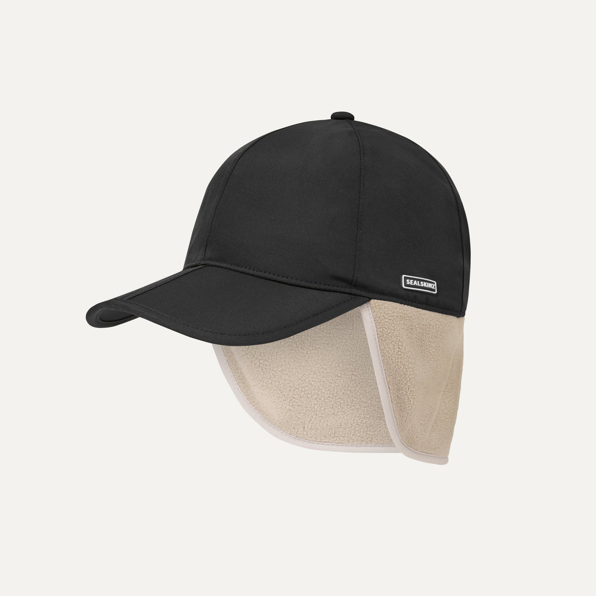 SEALSKINZ Cantley Waterproof Foldable Peak Cap with Ear Warmers in Black