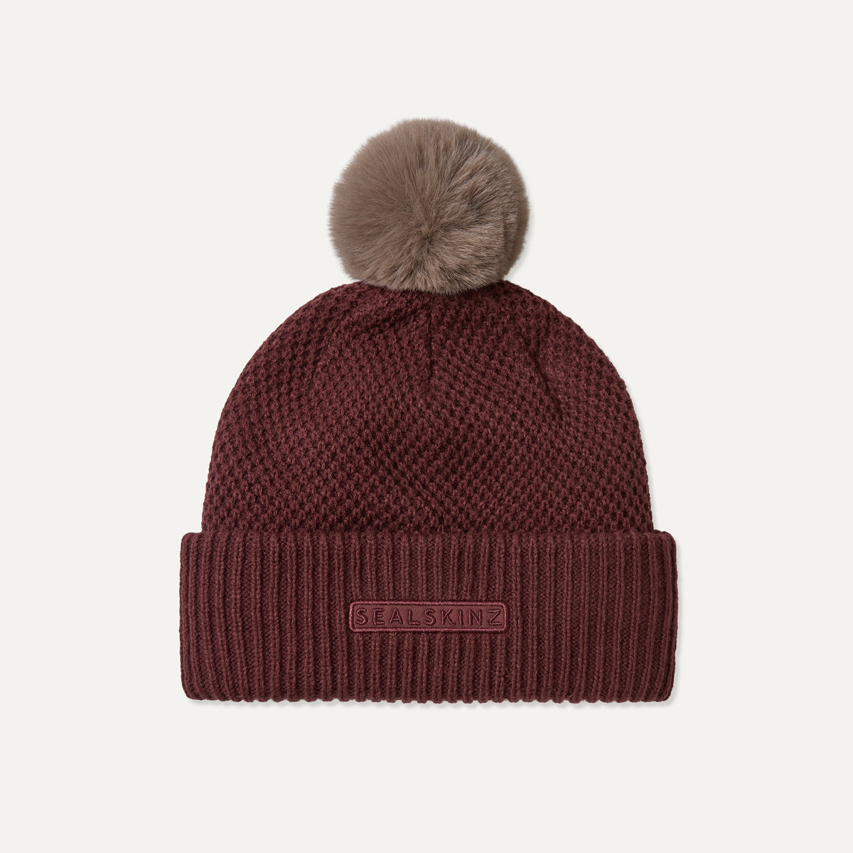 SEALSKINZ Earsham Waterproof Cold Weather Roll Cuff Beanie in Burgundy