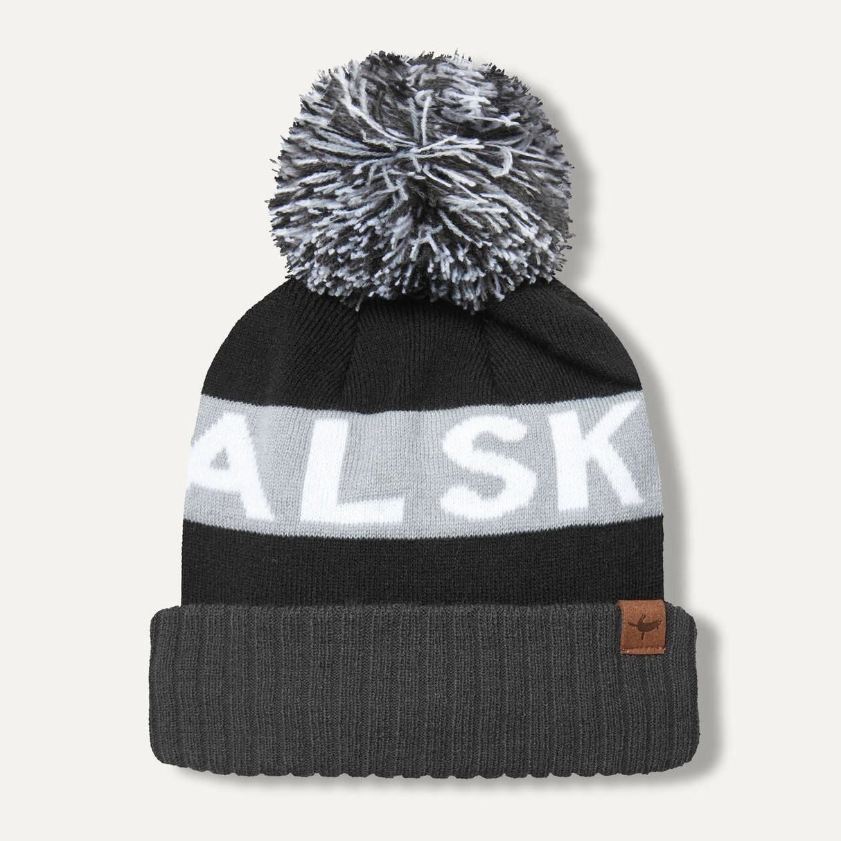 SEALSKINZ Foulden Water Repellent Cold Weather Bobble Hat – Black / Grey / White