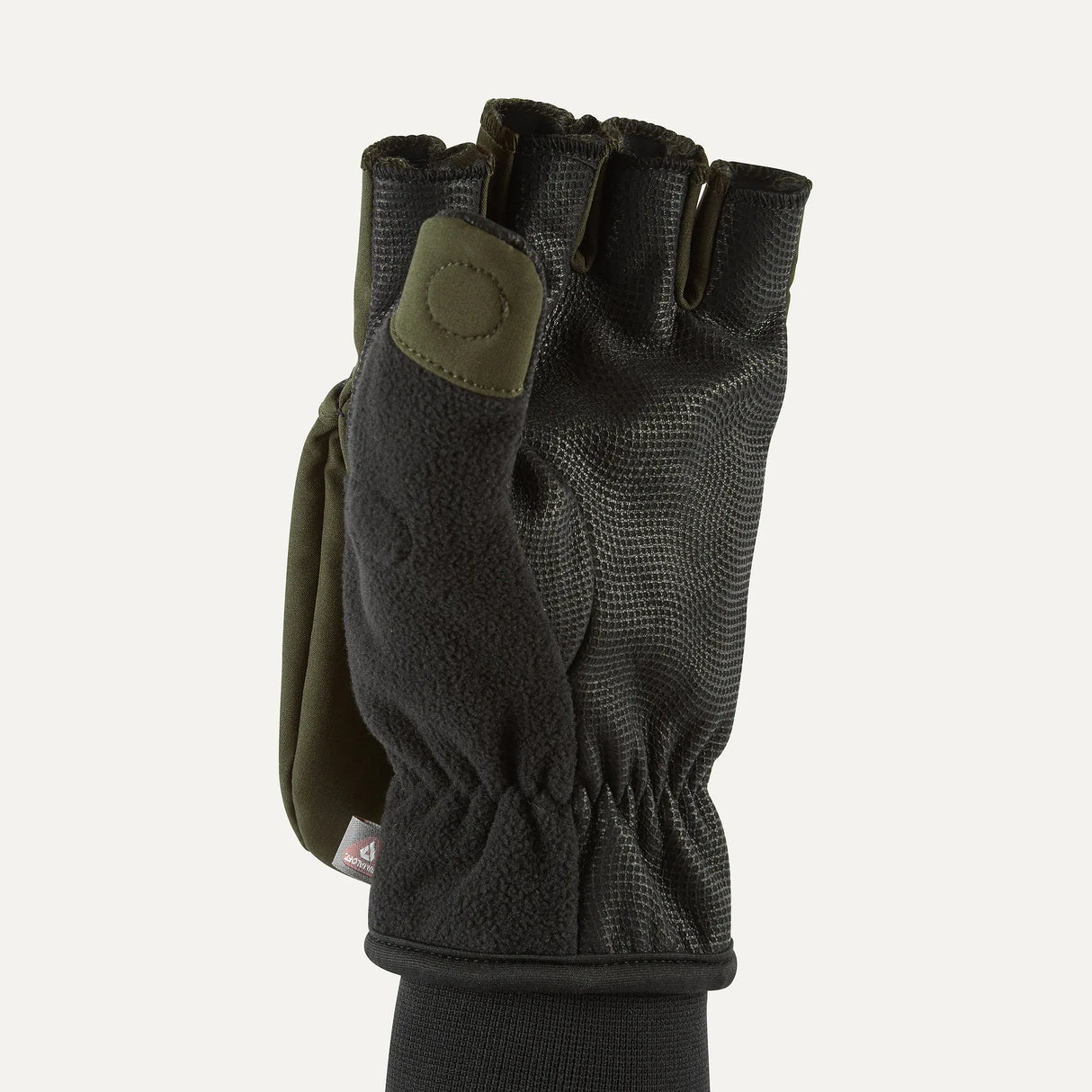 SEALSKINZ Walpole Windproof Cold Weather Convertible Mitts - Olive Green & Black