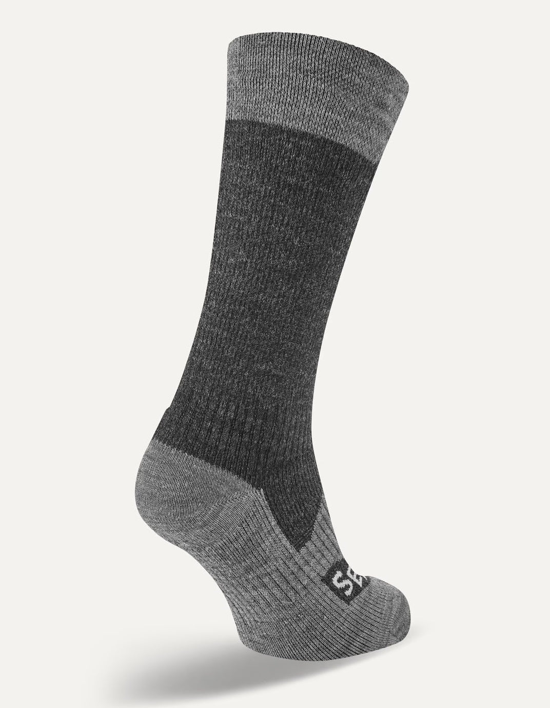 SEALSKINZ Raynham Waterproof All Weather Mid Length Socks - Black & Grey