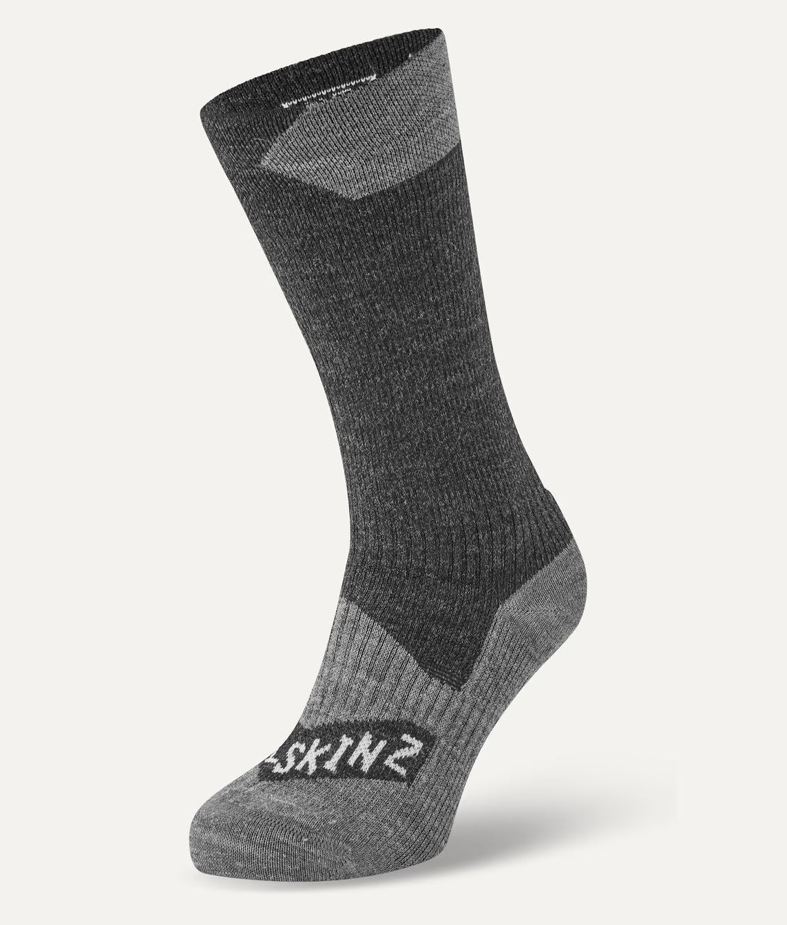 SEALSKINZ Raynham Waterproof All Weather Mid Length Socks - Black & Grey