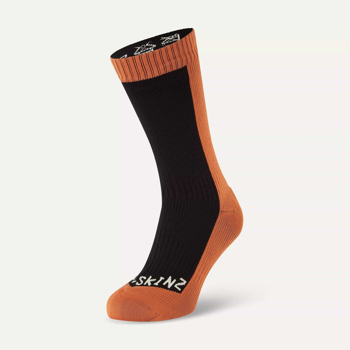 SEALSKINZ Starston Waterproof Cold Weather Mid Length Sock - Orange / Black