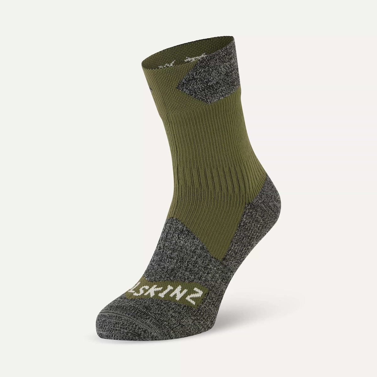 SEALSKINZ Bircham Waterproof All Weather Ankle Length Sock - Olive / Grey Marl