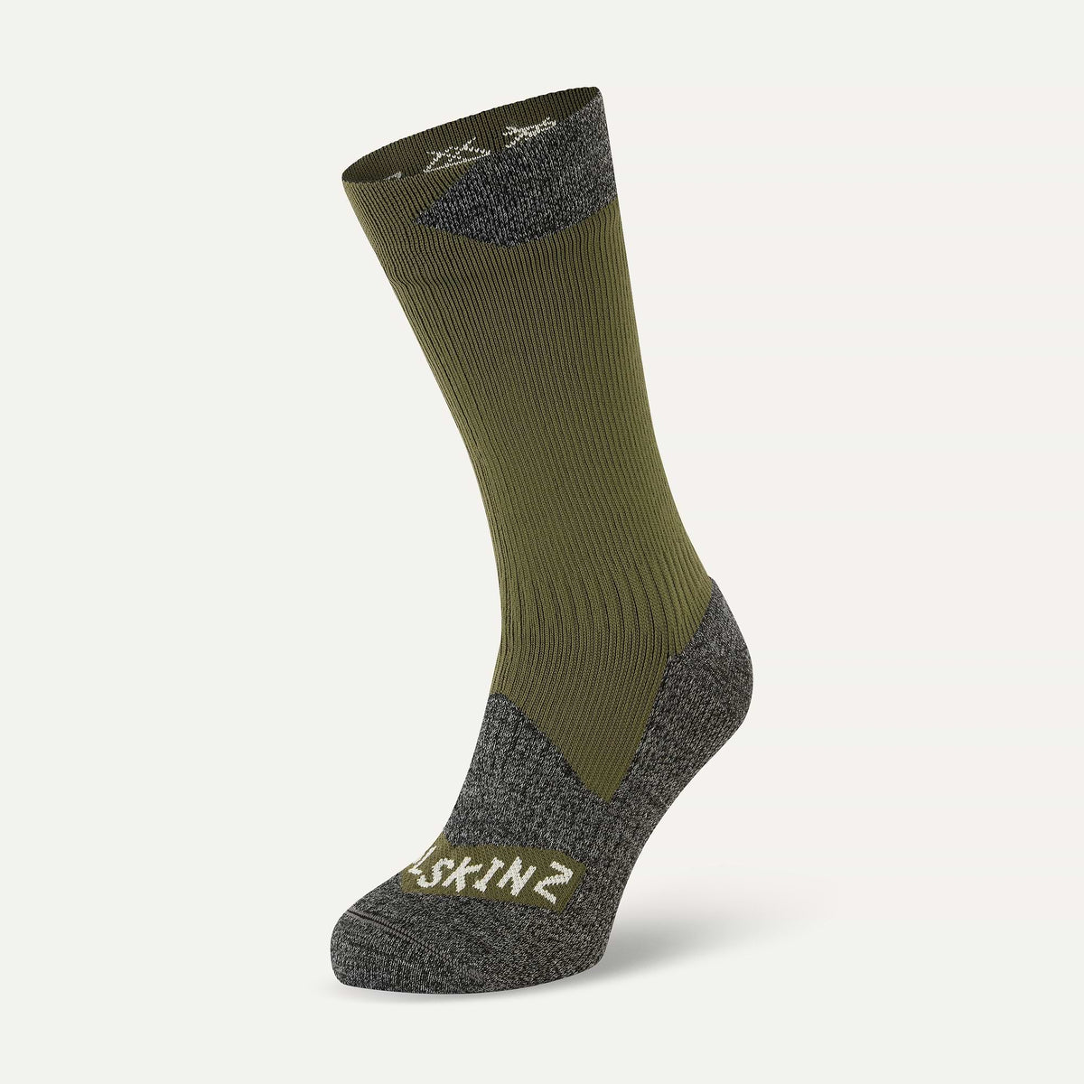 SEALSKINZ Raynham Waterproof All Weather Mid Length Sock - Olive / Grey Marl