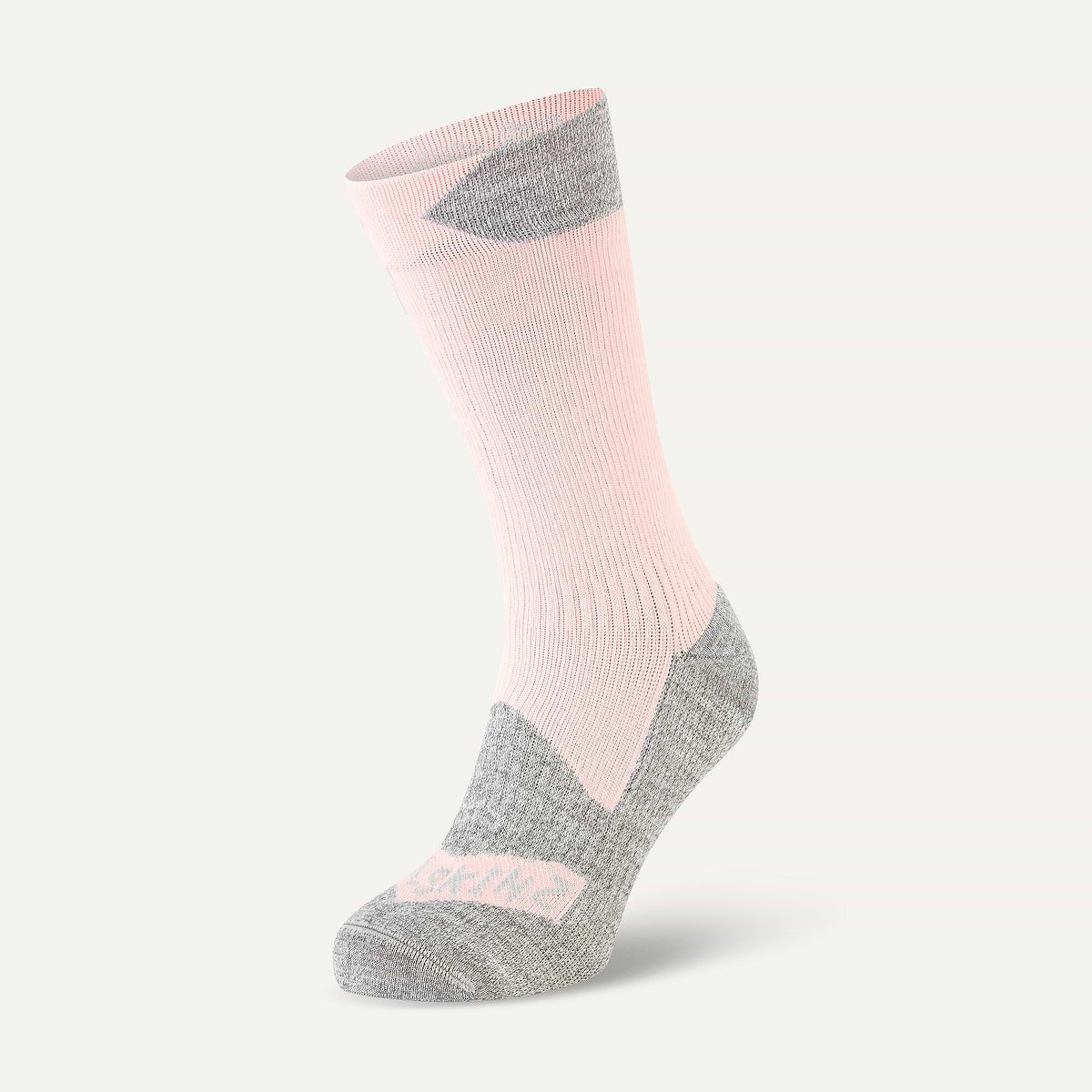 SEALSKINZ Raynham Waterproof All Weather Mid Length Sock - Pink / Grey Marl