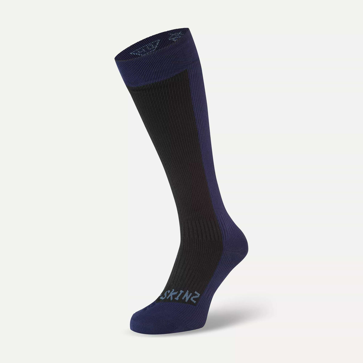SEALSKINZ Worstead Waterproof Cold Weather Knee Length Sock - Black / Navy Blue