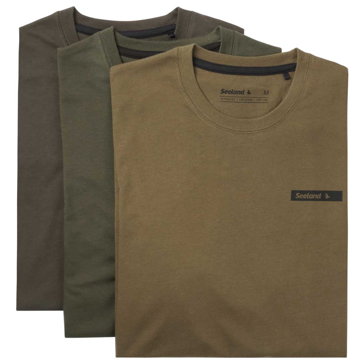 SEELAND 3-Pack T-Shirts - Mens - Pine Green / Military Olive / Grape Leaf