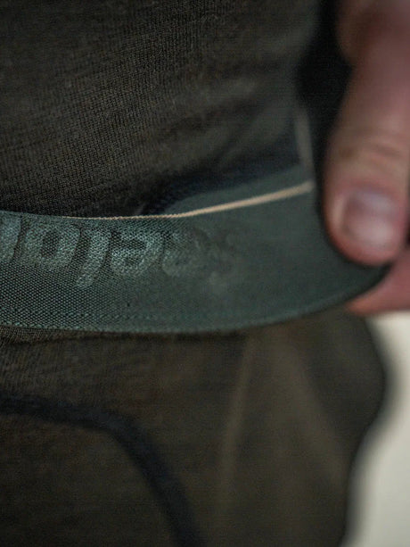SEELAND Apex One Hundred Long Johns - Mens - Pine Green - merino fabric detail