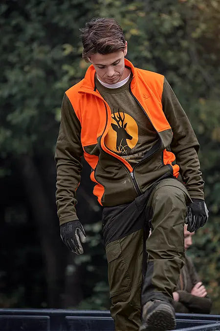 SEELAND Elliot Fleece - Mens - Pine green/Hi-Vis orange