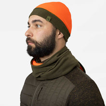 Load image into Gallery viewer, SEELAND Fleece Reversible Beanie Hat - Pine Green / Hi-vis Orange
