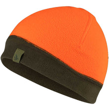 Load image into Gallery viewer, SEELAND Fleece Reversible Beanie Hat - Pine Green / Hi-vis Orange
