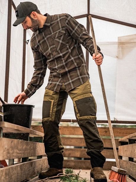 SEELAND Glen Flannel Shirt - Mens - Pine Green Check