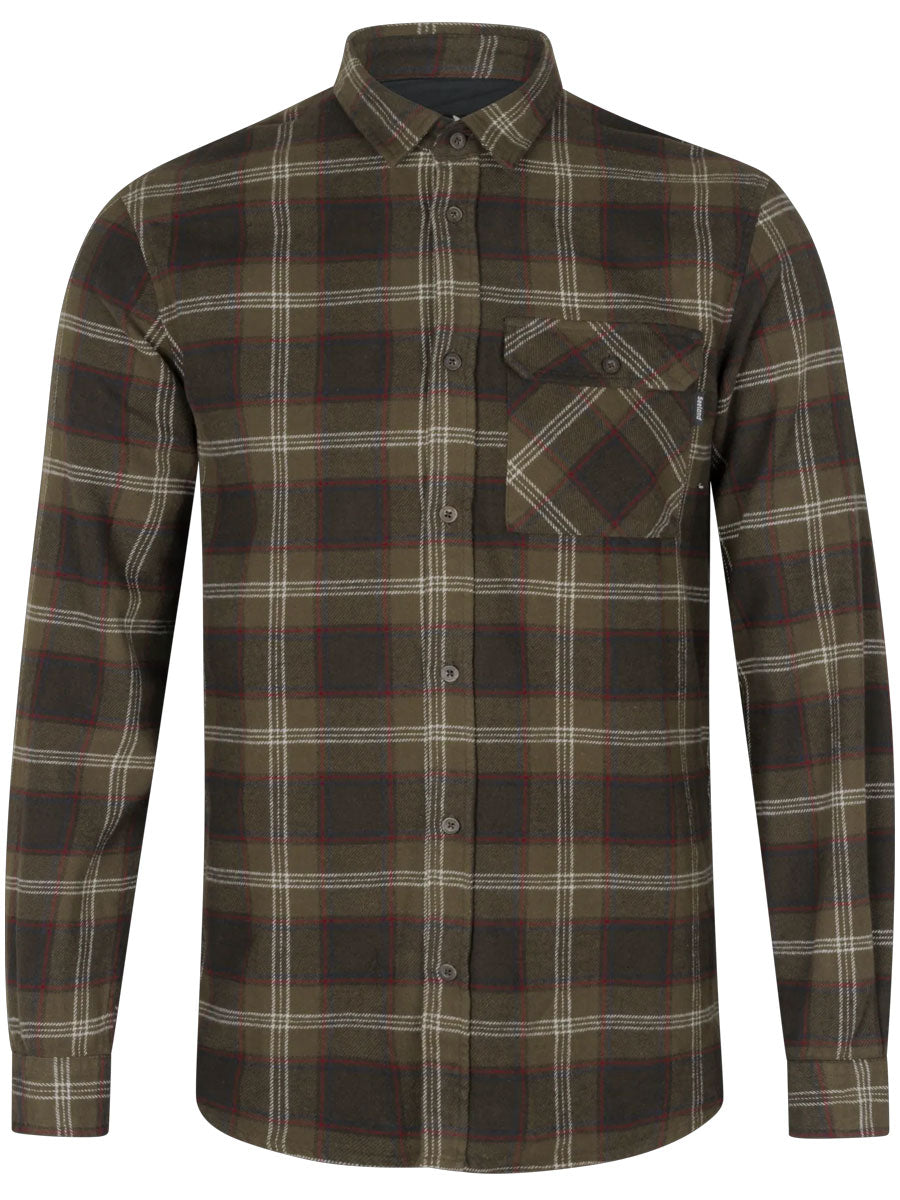 SEELAND Glen Flannel Shirt - Mens - Pine Green Check