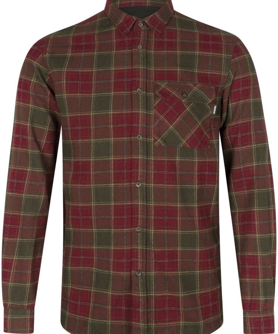 SEELAND Glen Flannel Shirt - Mens - Red Forest Check