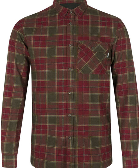 SEELAND Glen Flannel Shirt - Mens - Red Forest Check