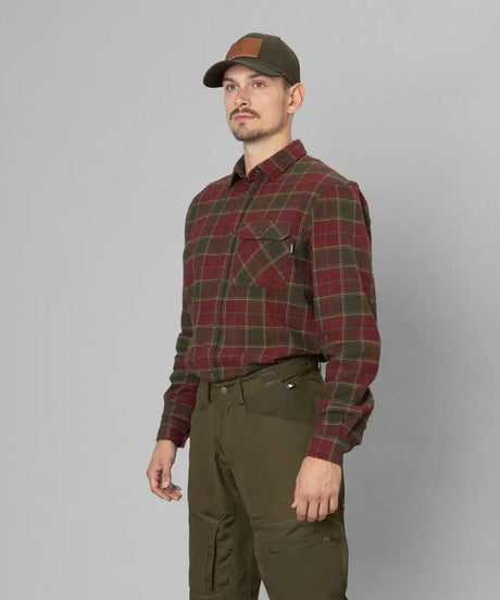 SEELAND Glen Flannel Shirt - Mens - Red Forest Check