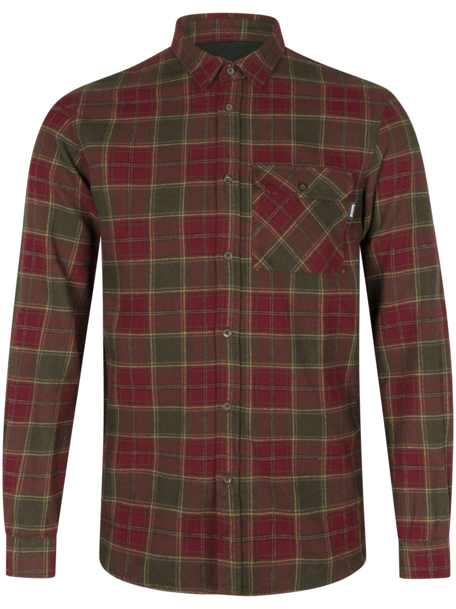 SEELAND Glen Flannel Shirt - Mens - Red Forest Check