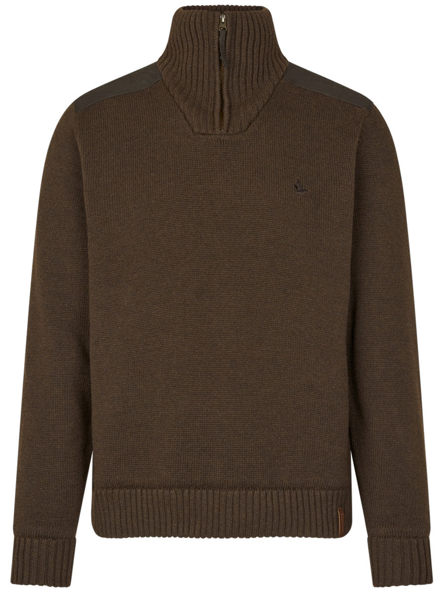 SEELAND Haze 1/4 Zip Windbreaker Knit - Mens - Dark Brown