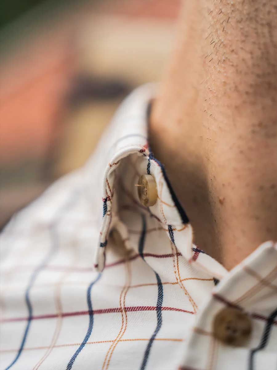 SEELAND Oxford Shooting Shirt - Mens - Classic Blue / Merlot Check