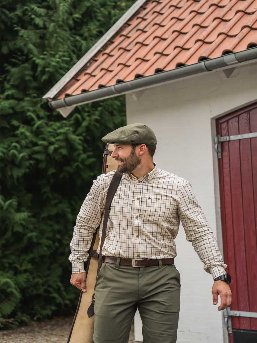 SEELAND Oxford Shooting Shirt - Mens - Classic Blue / Merlot Check