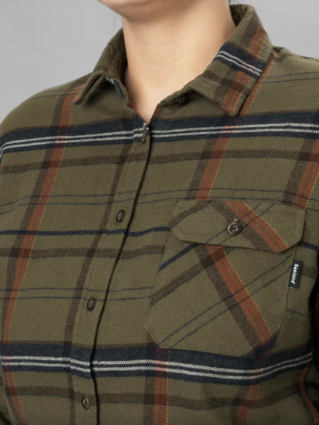 SEELAND Skye Flannel Shirt - Women's - Grape Leaf / Terracotta Check - image 4